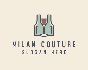 Bottle Glass Winery logo design