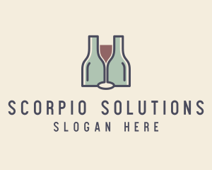 Bottle Glass Winery logo design