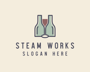 Bottle Glass Winery logo design