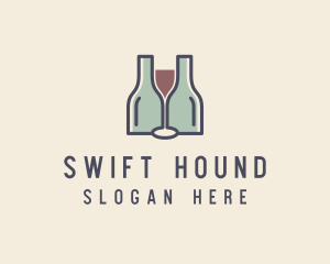 Bottle Glass Winery logo design