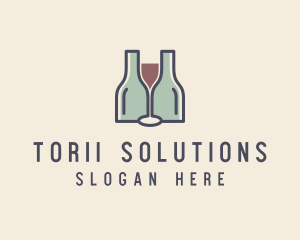 Bottle Glass Winery logo design