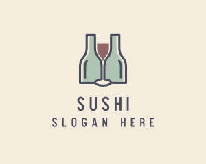 Bottle Glass Winery logo design