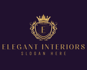 Elegant Royal Crown Shield logo design