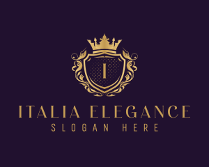 Elegant Royal Crown Shield logo design