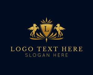 Horse - Elegant Pegasus Crest logo design