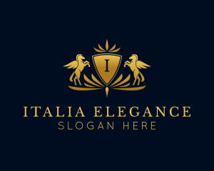 Elegant Pegasus Crest logo design