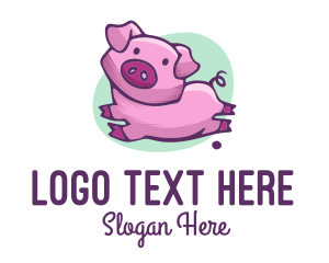 Pink Pig - Cute Pink Pig logo design