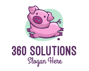 Cute Pink Pig logo design