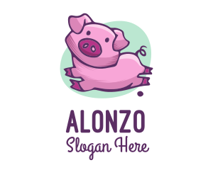 Cute Pink Pig logo design