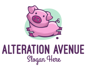 Cute Pink Pig logo design