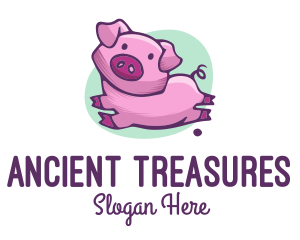 Cute Pink Pig logo design