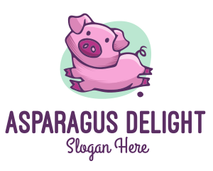 Cute Pink Pig logo design