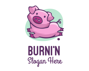 Cute Pink Pig logo design