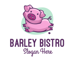 Cute Pink Pig logo design