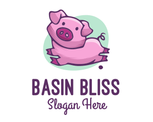 Cute Pink Pig logo design