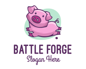 Cute Pink Pig logo design