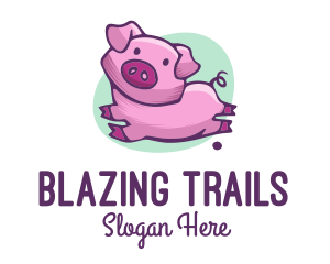 Cute Pink Pig logo design