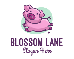 Cute Pink Pig logo design