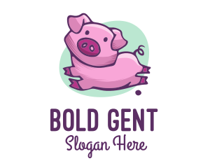 Cute Pink Pig logo design