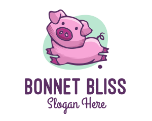 Cute Pink Pig logo design