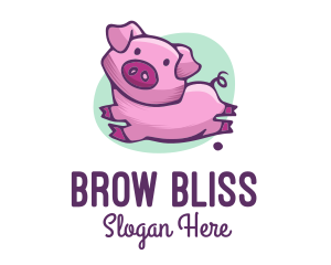 Cute Pink Pig logo design