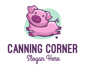 Cute Pink Pig logo design