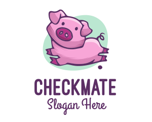 Cute Pink Pig logo design