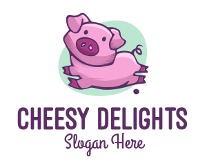 Cute Pink Pig logo design