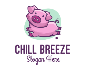 Cute Pink Pig logo design