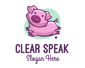 Cute Pink Pig logo design