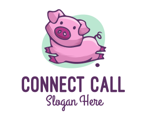 Cute Pink Pig logo design