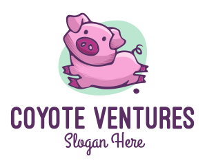 Cute Pink Pig logo design