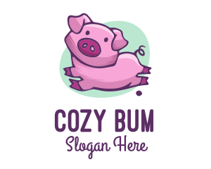 Cute Pink Pig logo design