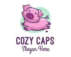 Cute Pink Pig logo design