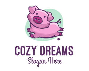 Cute Pink Pig logo design