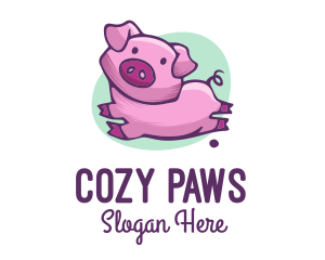 Cute Pink Pig logo design