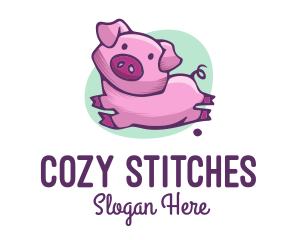 Cute Pink Pig logo design