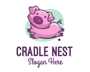 Cute Pink Pig logo design