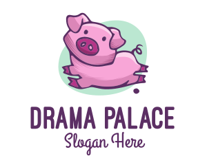 Cute Pink Pig logo design