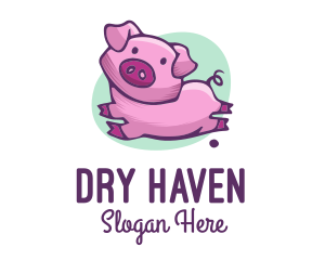 Cute Pink Pig logo design