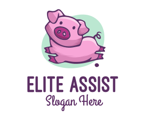 Cute Pink Pig logo design