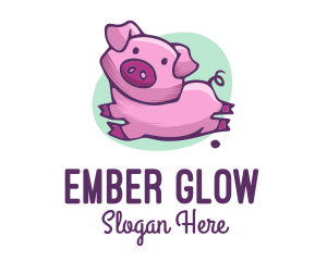 Cute Pink Pig logo design