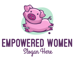 Cute Pink Pig logo design