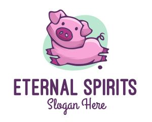 Cute Pink Pig logo design