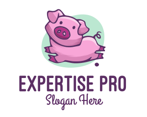 Cute Pink Pig logo design