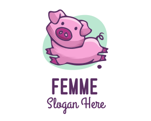 Cute Pink Pig logo design