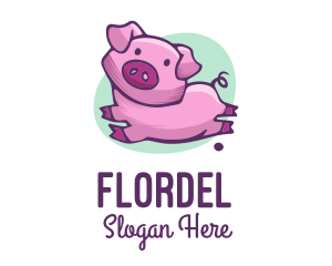 Cute Pink Pig logo design