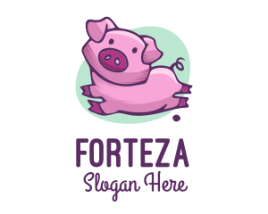 Cute Pink Pig logo design