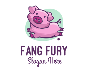 Cute Pink Pig logo design