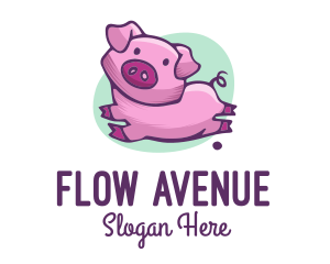 Cute Pink Pig logo design